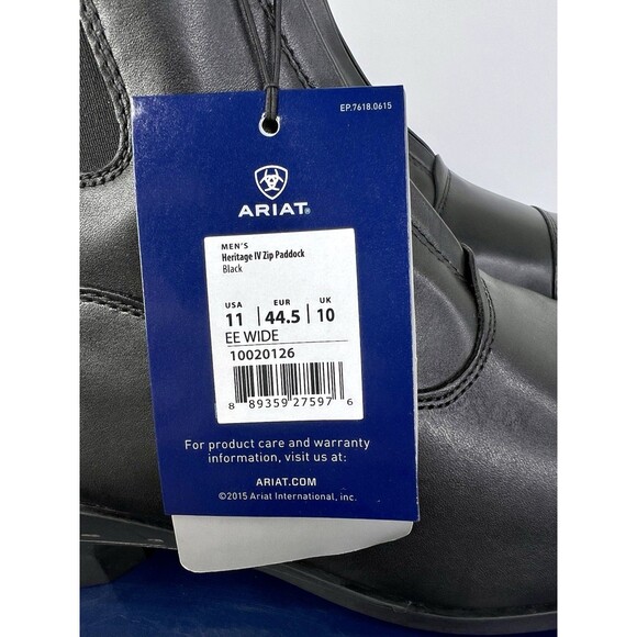 Ariat Heritage IV Zip Paddock Boots Mens 11 EE Wide Black 10020126 Equestrian main image 8
